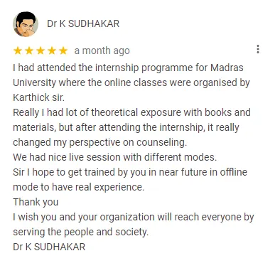Testimonials - Dr K SUDHAKAR