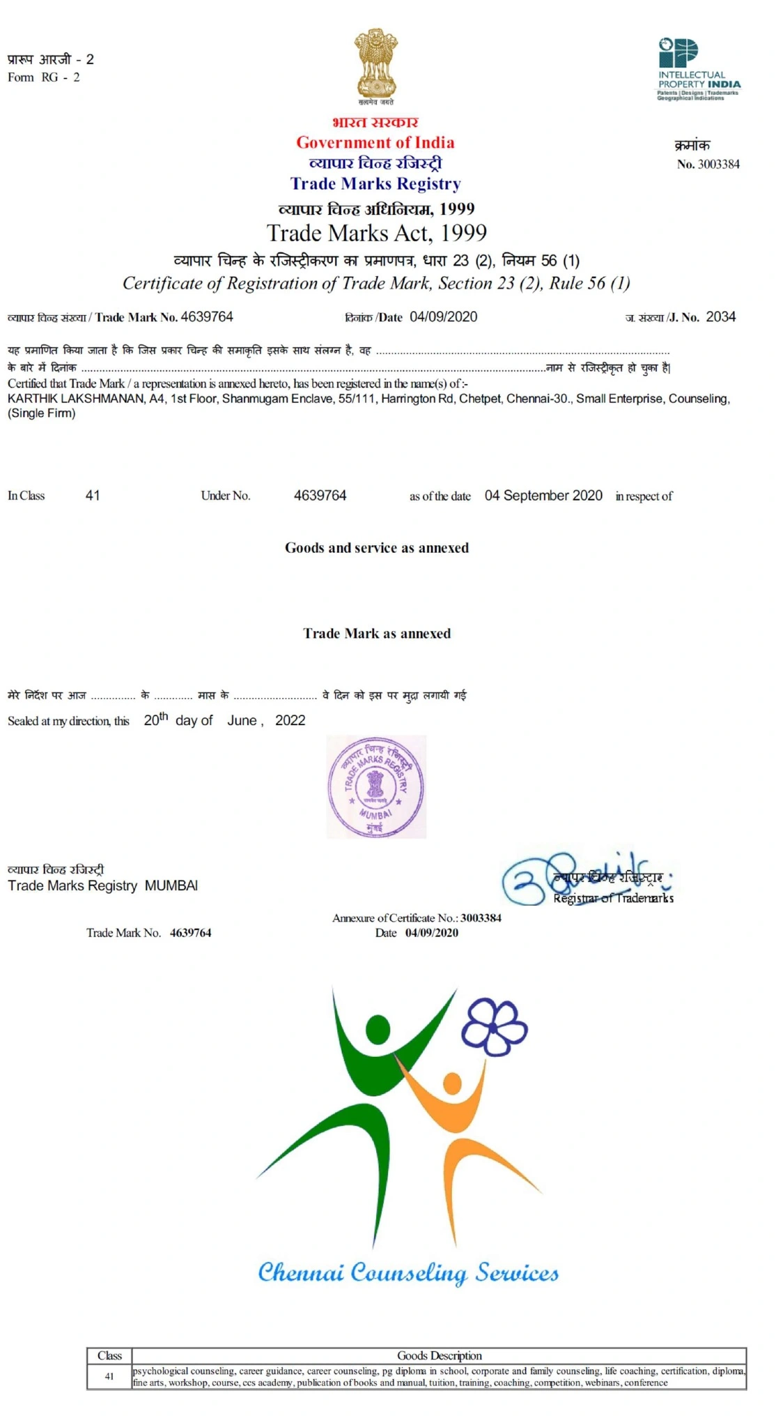 Trademark certificate-About us