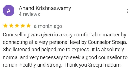 Counselling Testimonials - Anand